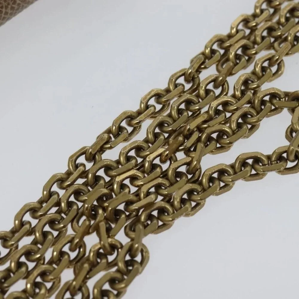 Christian Dior Saddle Chain Wallet Leather Brown Gold Auth hk2524 - Picture 9 of 16